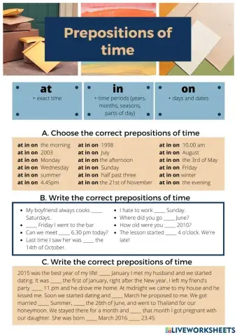 Prepositions of time
