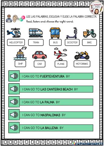 Listen and choose the correct transport
