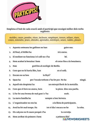 Participis irregulars-oracions amb buits
