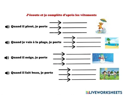 Les vêtements pour l'activité fiche 4