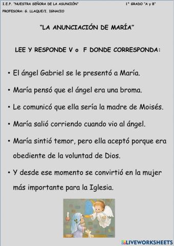 La anunciacion de la virgen