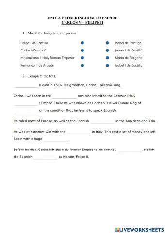 2.3 From Kingdom to Empire. Carlos I - Carlos V