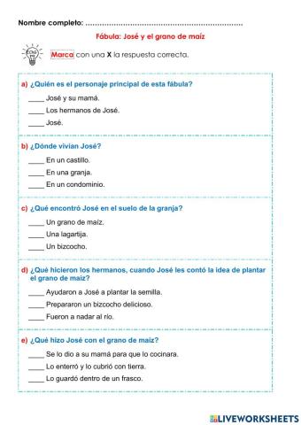 Fábula: José y el grano de maíz