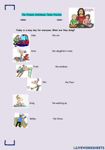 The Present Continuous Tense Practice a