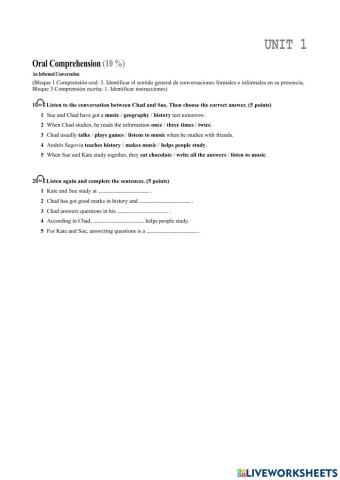 Listening Unit 1 - 1º ESO