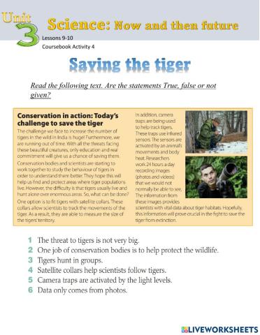 unit three saving the tiger