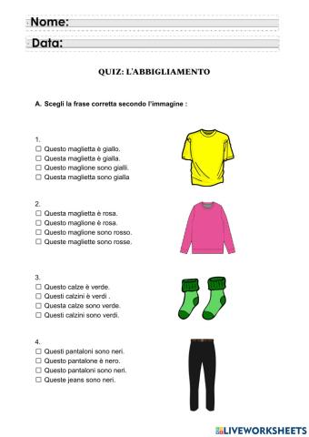 Quiz: L'abbigliamento