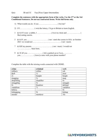 2nd and 3rd Conditional and Crime Words