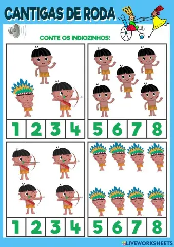 Indiozinhos - Contar até 8.