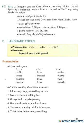 Unit 6:Language focus – Grade 11