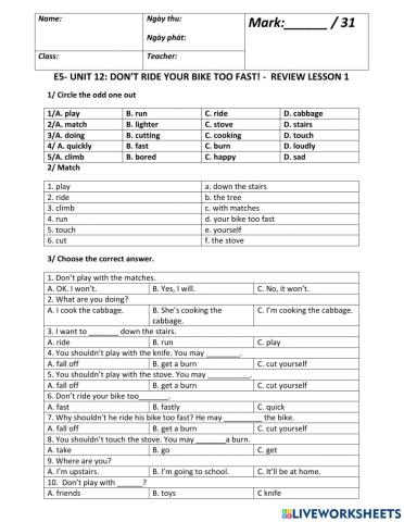Unit 12 review lesson 1