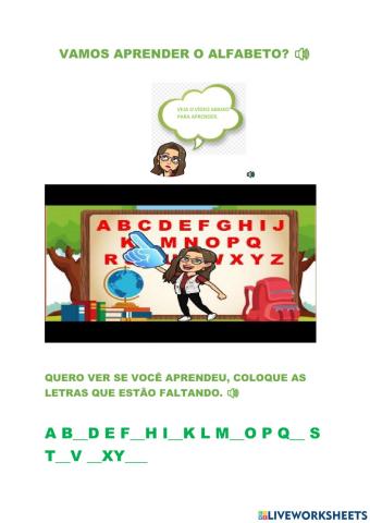 Aprendendo o alfabeto