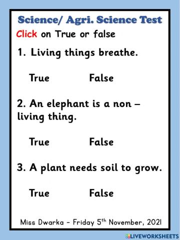 Agri. Science- Science Test
