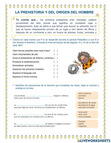 La prehistoria y del origen del hombre