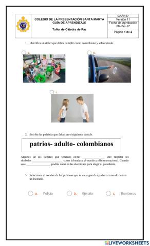 Taller cátedra de paz