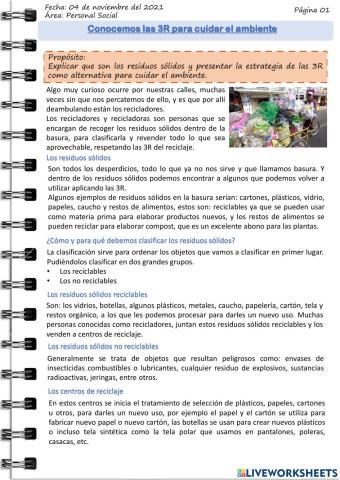 Conocemos las 3R para cuidar el ambiente