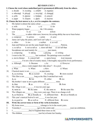 Unit 4: Music and Arts