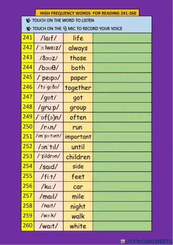 Listen read record (241-260) EX-13