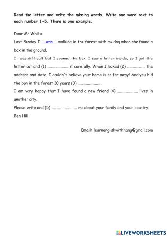 7.T1.P6-R&W-Flyers-Read the letter and Write the missing words