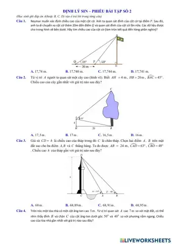 Phiếu học tập 2 - Định lý Sin (LG)