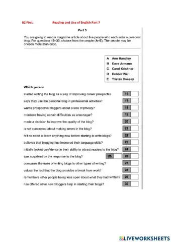 FCE Reading and Use of English part 7