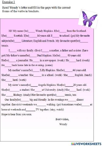 Bài tập My family sách write