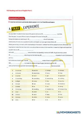FCE Reading and Use of English part 1