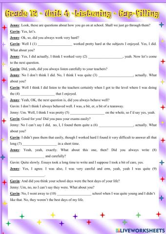 Grade 12-Unit 4-Listening-Gap-filling