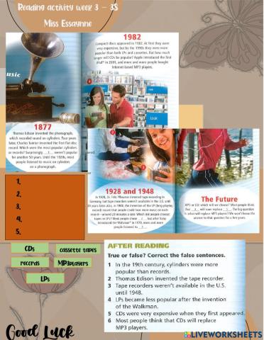 Reading activity - Music