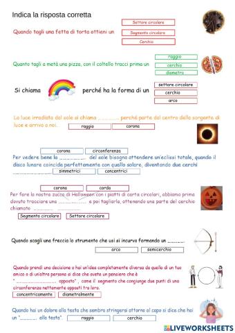Gli elementi del cerchio e della circonferenza nell'uso quotidiano