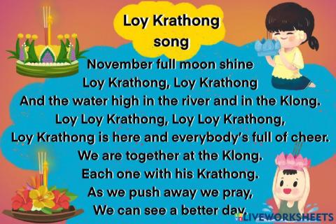 Loy krathong day worksheet
