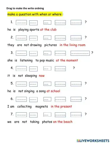 Wh question present continuous