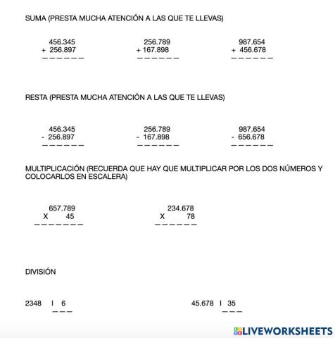 Ficha operaciones básicas