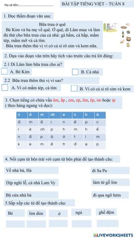 Bài tiếng việt tuần 8