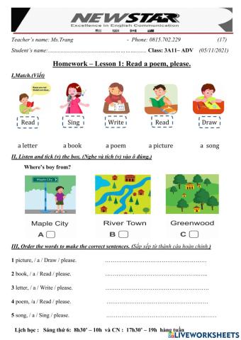 3A11- Lesson 1 - Read a poem, please