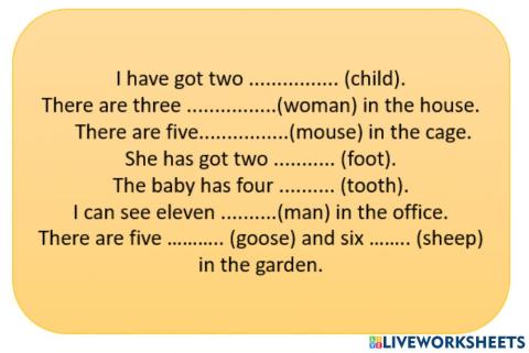 Nouns in plural (exceptions)