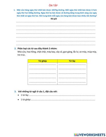 Ôn tập toán - tv