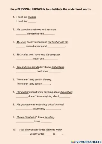 Personal pronouns: Subject and object