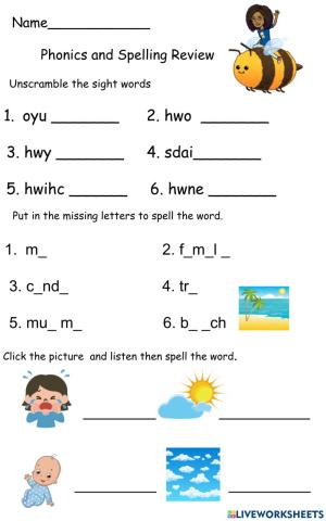 Spelling and phonics review