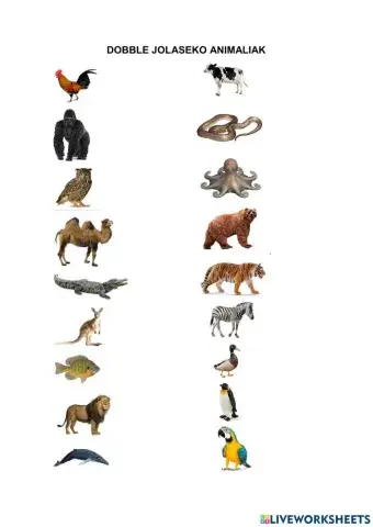 Animalien hiztegia (Dobble jolasa)