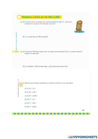 Multiplicacion y division por 10, 100 o 1000