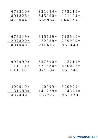 Completar sumandos en una suma
