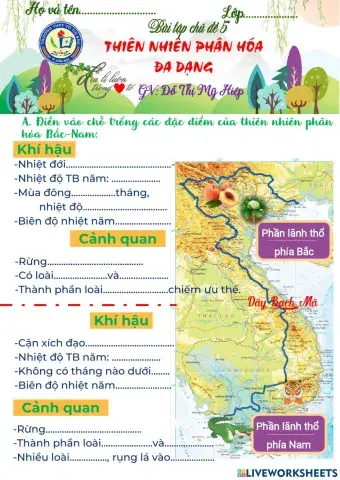 Bài tập chủ đề 5. THIÊN NHIÊN PHÂN HÓA ĐA DẠNG
