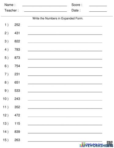 Expanded Place Value