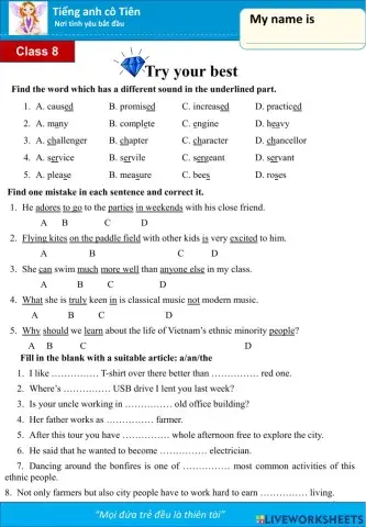 Tiếng anh lớp 8-Unit 1, 2,3