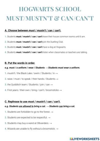 Hogwarts - MUST- MUSTN't & CAN-CAN'T