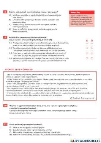 Pravopisné cvičení 9 -- 2. část