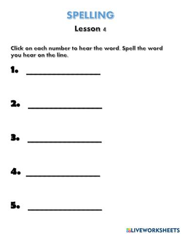Lesson 5 Spelling