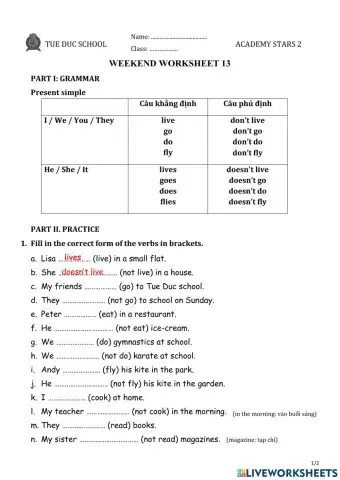 As2 - weekend worksheet 13