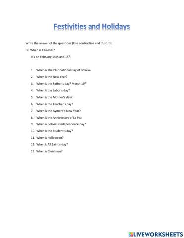 Bolivian Holidays and Festivities